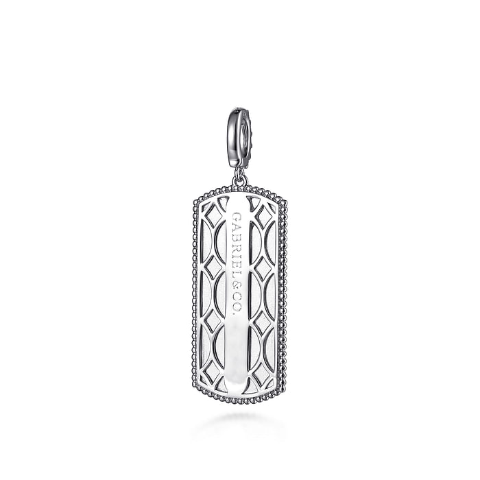 Sterling Silver White Sapphire Personalized Medallion Pendant