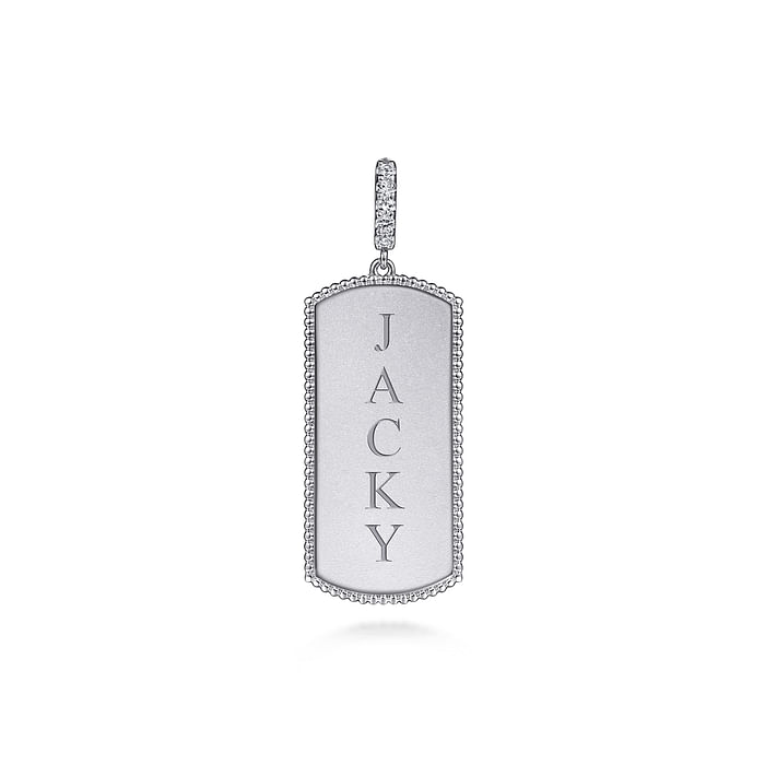 Sterling Silver White Sapphire Personalized Medallion Pendant