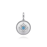 Swiss Blue Topaz & White Sapphire Bujukan Medallion Pendant