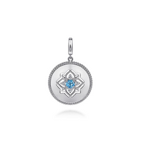 Swiss Blue Topaz & White Sapphire Bujukan Medallion Pendant