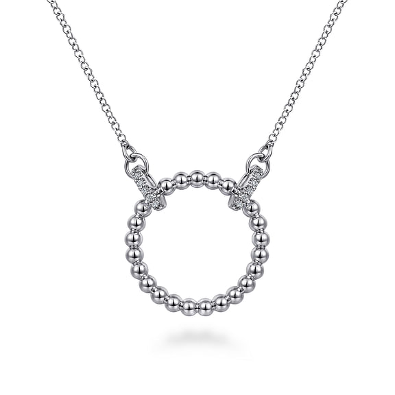 Sterling Silver White Sapphire Open Circle Bujukan Necklace