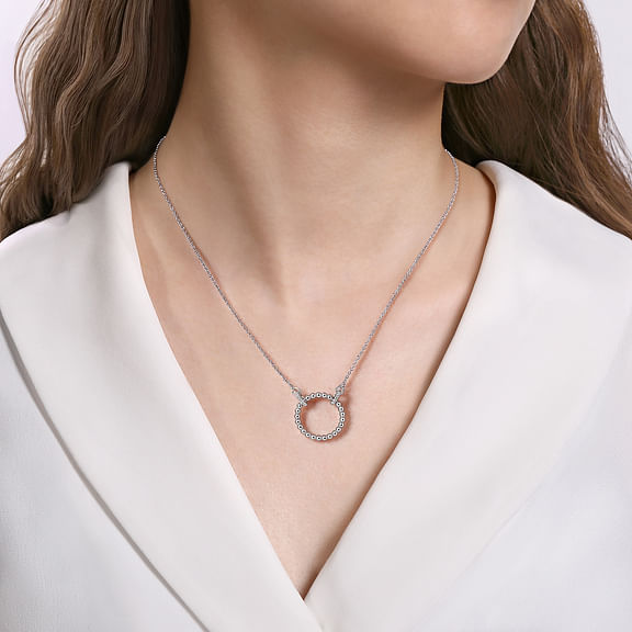 Sterling Silver White Sapphire Open Circle Bujukan Necklace