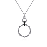 Sterling Silver Black Spinel Bujukan Link Drop Necklace
