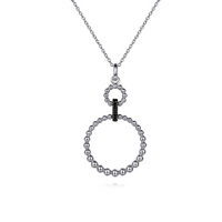 Sterling Silver Black Spinel Bujukan Link Drop Necklace