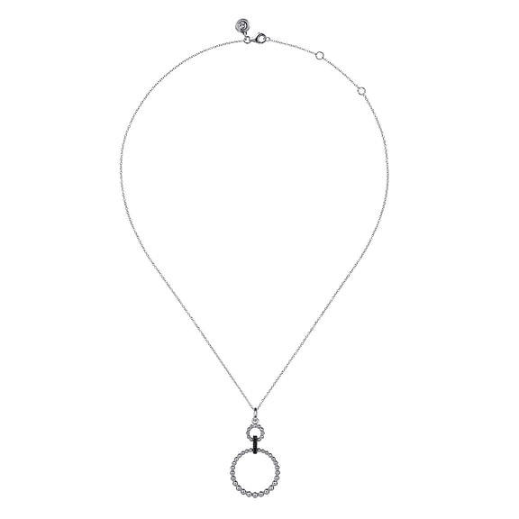 Sterling Silver Black Spinel Bujukan Link Drop Necklace