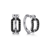Sterling Silver Black Spinel Bujukan Link Chain Earrings with Screw Backsl