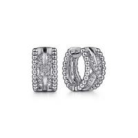Sterling Silver Twisted Bujukan White Sapphire Huggie Earrings