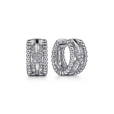 Sterling Silver Twisted Bujukan White Sapphire Huggie Earrings