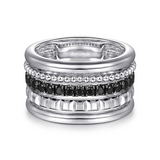 Bujukan Black Spinel & Pyramid Multi Row Stackable Lds Ring