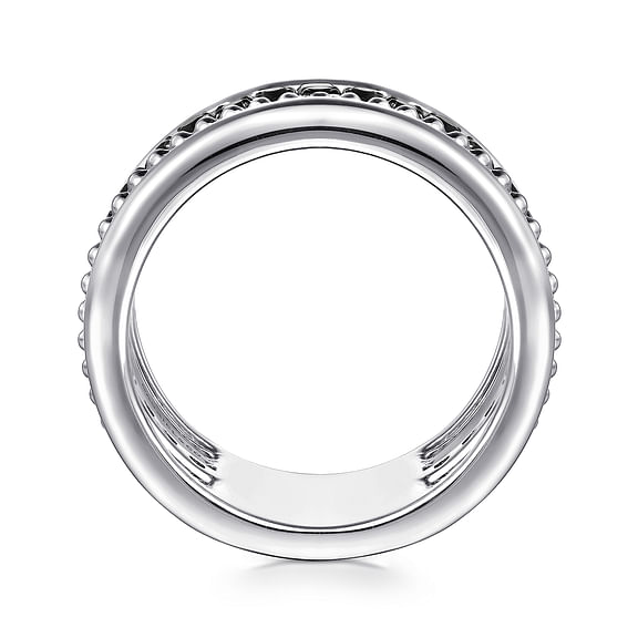 Bujukan Black Spinel & Pyramid Multi Row Stackable Lds Ring