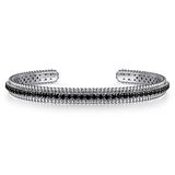 Sterling Silver Black Spinel Bujukan Bead Cuff Bracelet