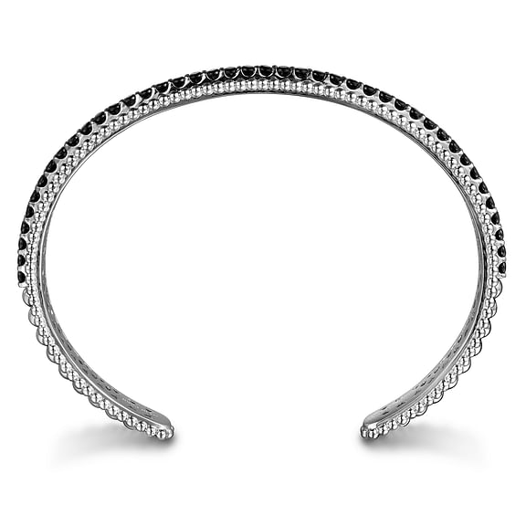 Sterling Silver Black Spinel Bujukan Bead Cuff Bracelet
