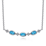 Sterling Silver Bujukan Swiss Blue Topaz Bar Necklace