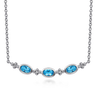 Sterling Silver Bujukan Swiss Blue Topaz Bar Necklace