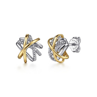 Two-Tone Entwined Stud Earrings by Gabriel & Co