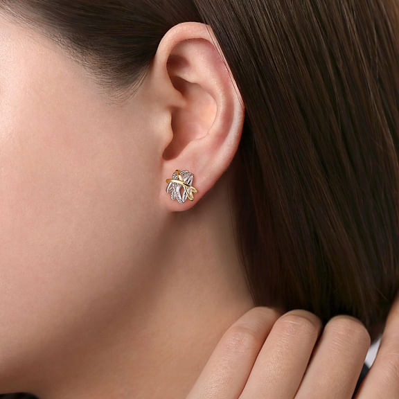 Two-Tone Entwined Stud Earrings by Gabriel & Co