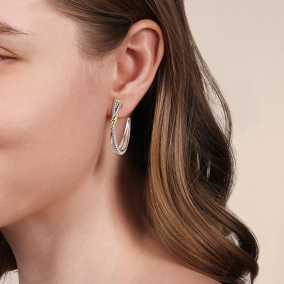 Two-Tone Bujukan Criss Cross Earrings by Gabriel & Co