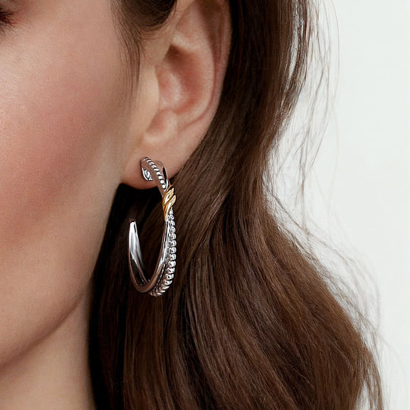 Two-Tone Bujukan Criss Cross Earrings by Gabriel & Co