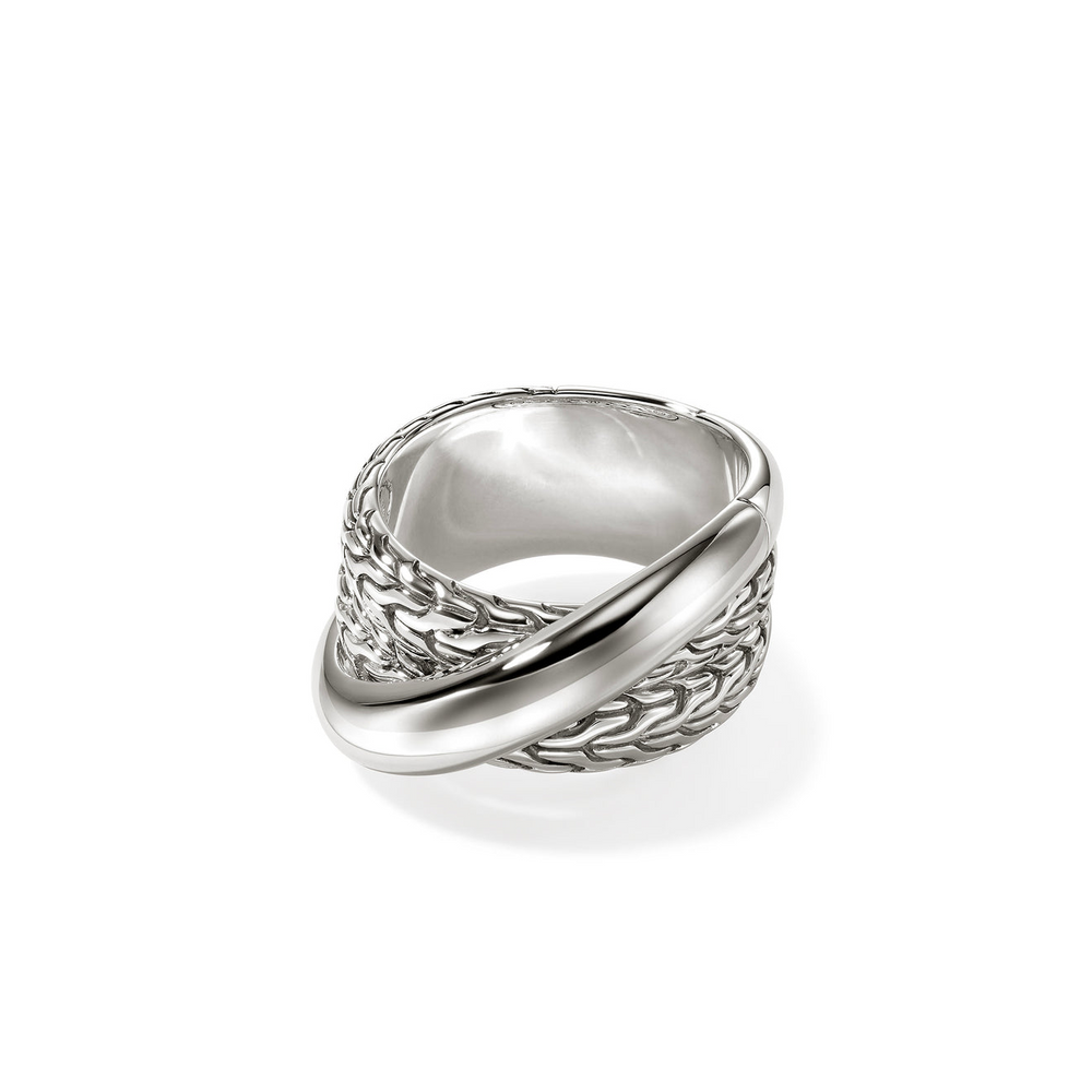 JH Essentials Silver Crossover Ring by John Hardy