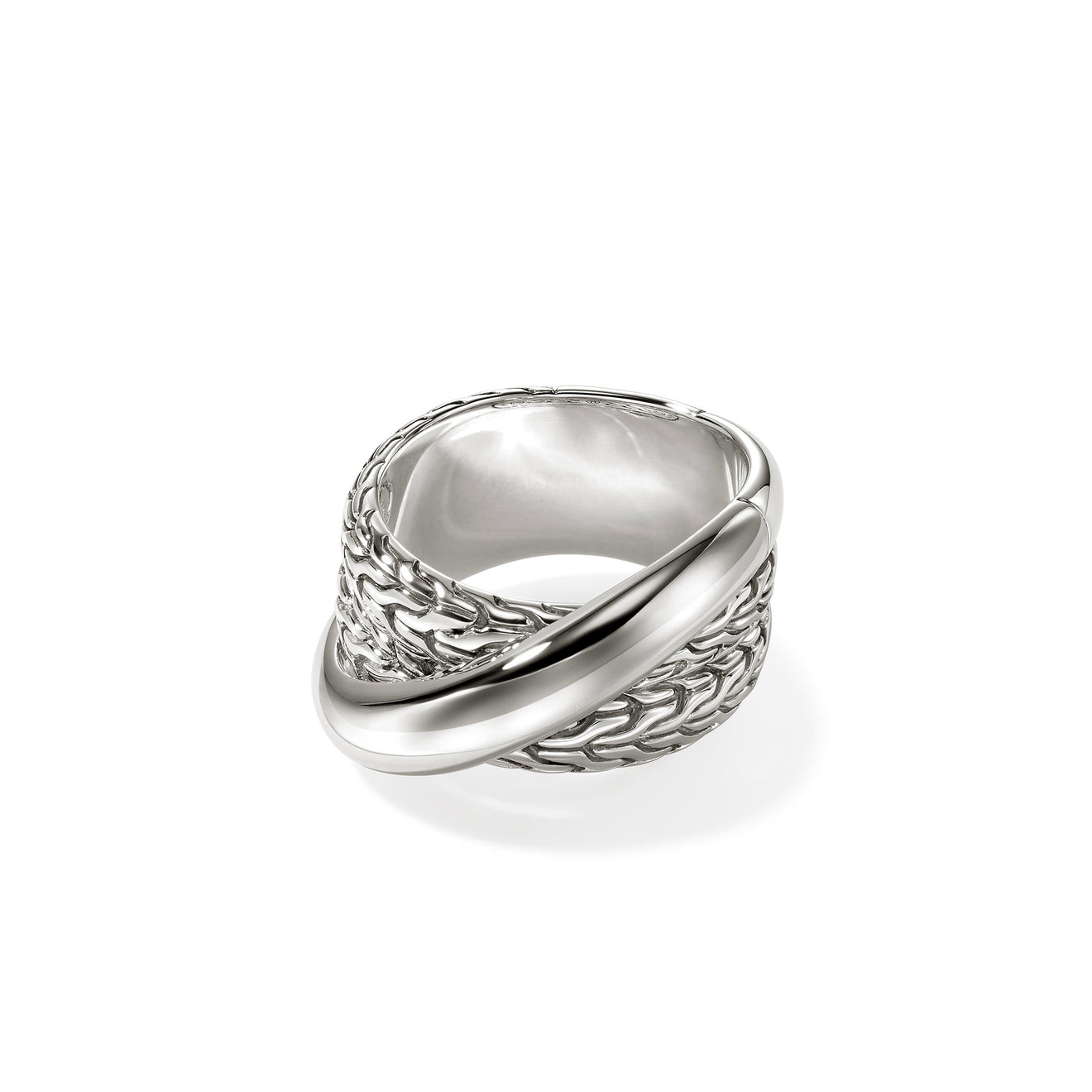 JH Essentials Silver Crossover Ring by John Hardy