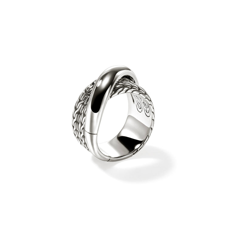 JH Essentials Silver Crossover Ring by John Hardy