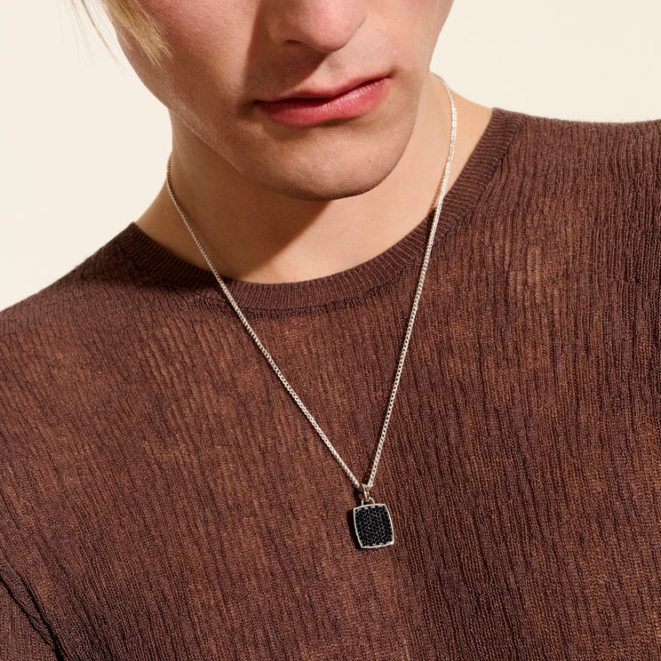 ID Silver Tag Pendant with Treated Black Sapphire by John Hardy