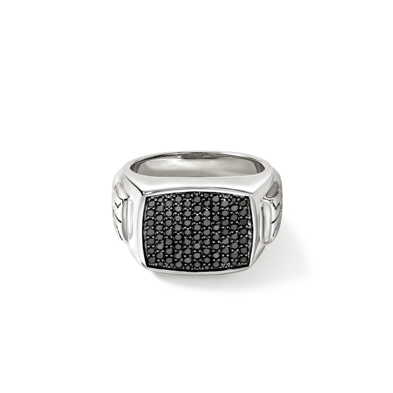 ID Silver Signet Ring with Treated Black Sapphire by John Hardy