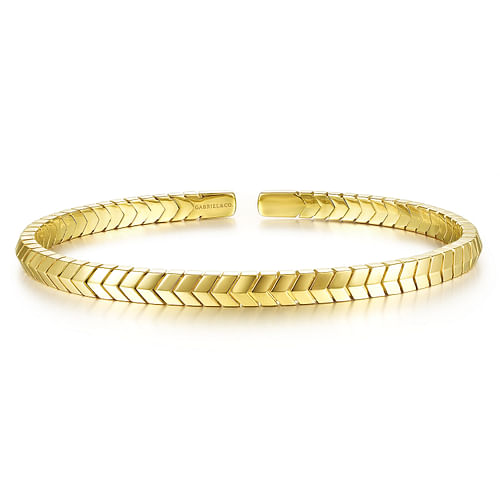 14K Yellow Gold Chevron Pattern Cuff Bracelet by Gabriel