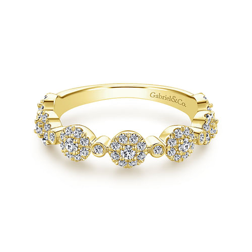 14K Yellow Gold Diamond Pave Station Stackable Ring