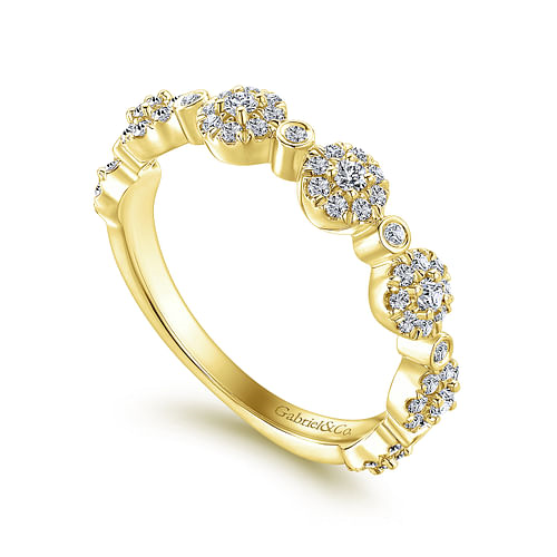 14K Yellow Gold Diamond Pave Station Stackable Ring