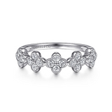 14K White Gold Diamond Clover Station Ring by Gabriel