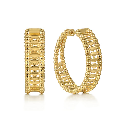 14K Yellow Gold 30mm Bujukan Classic Hoop Earrings by Gabriel