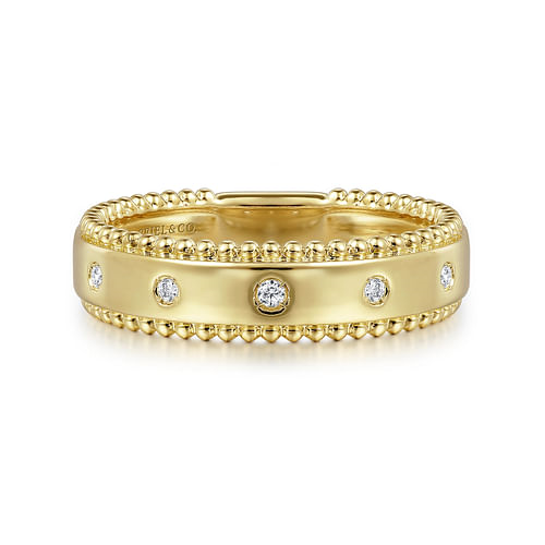 14K Yellow Gold Bujukan Diamond Bezel Wide Stackable Ladies Ring by Gabriel