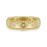 14K Yellow Gold Bujukan Diamond Bezel Wide Stackable Ladies Ring by Gabriel