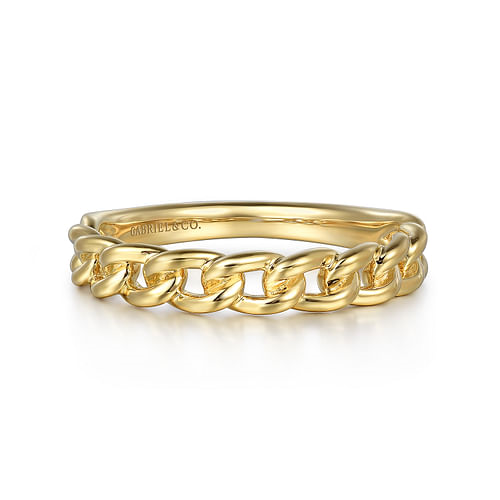 14K Yellow Gold Cuban Link Stackable Ring by Gabriel