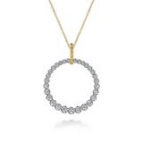 14K White & Yellow Gold Diamond Bujukan 30mm Drop Necklace by Gabriel