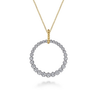 14K White & Yellow Gold Diamond Bujukan 30mm Drop Necklace by Gabriel