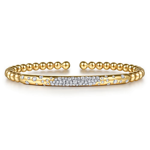 14K Yellow Gold Bujukan Pave Diamond Split Bangle Bracelet by Gabriel