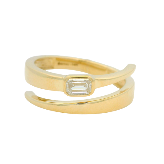 14K Yellow Gold Emerald Cut Diamond Fashion Ring by RJM