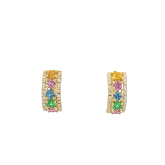 14K Yellow Gold Fancy Sapphire & Diamond Earrings by RJM