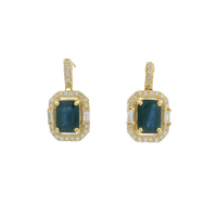 14K Yellow Gold Sapphire & Diamond Earrings by RJM