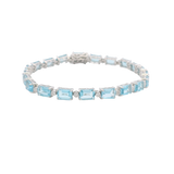 14K White Gold 13.70cttw Blue Topaz & 0.15cttw Diamond Bracelet by RJM