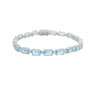 14K White Gold 13.70cttw Blue Topaz & 0.15cttw Diamond Bracelet by RJM