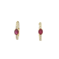 14K Yellow Gold Ruby & Diamond Earrings by RJM