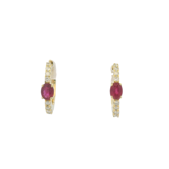 14K Yellow Gold Ruby & Diamond Earrings by RJM