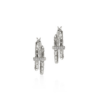 Spear Silver Diamond Pave Hoop Earrings by John Hardy