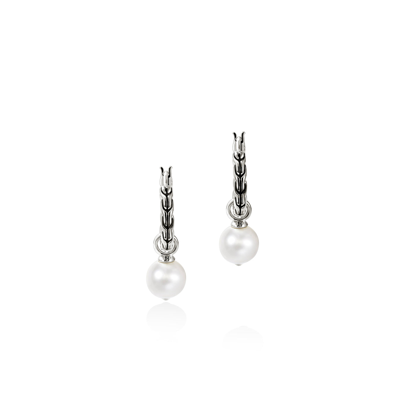 JH Essentials Cultured Fresh Water Pearl Silver Hoop Earrings by John Hardy