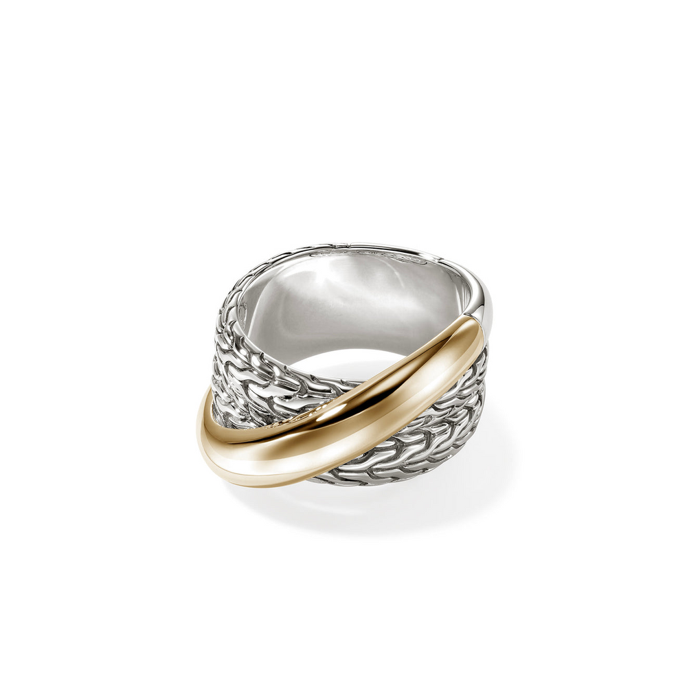 JH Essentials Two Tone Crossover Ring by John Hardy