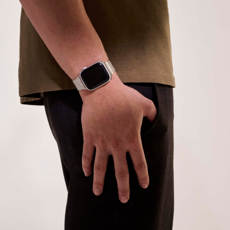Silver Diamond Pave Smart Watch Strap by John Hardy