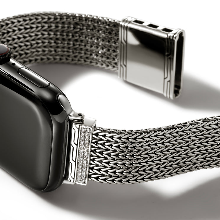 Silver Diamond Pave Smart Watch Strap by John Hardy